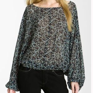 Rachel Zoe Abstract 100% Silk Sheer Top